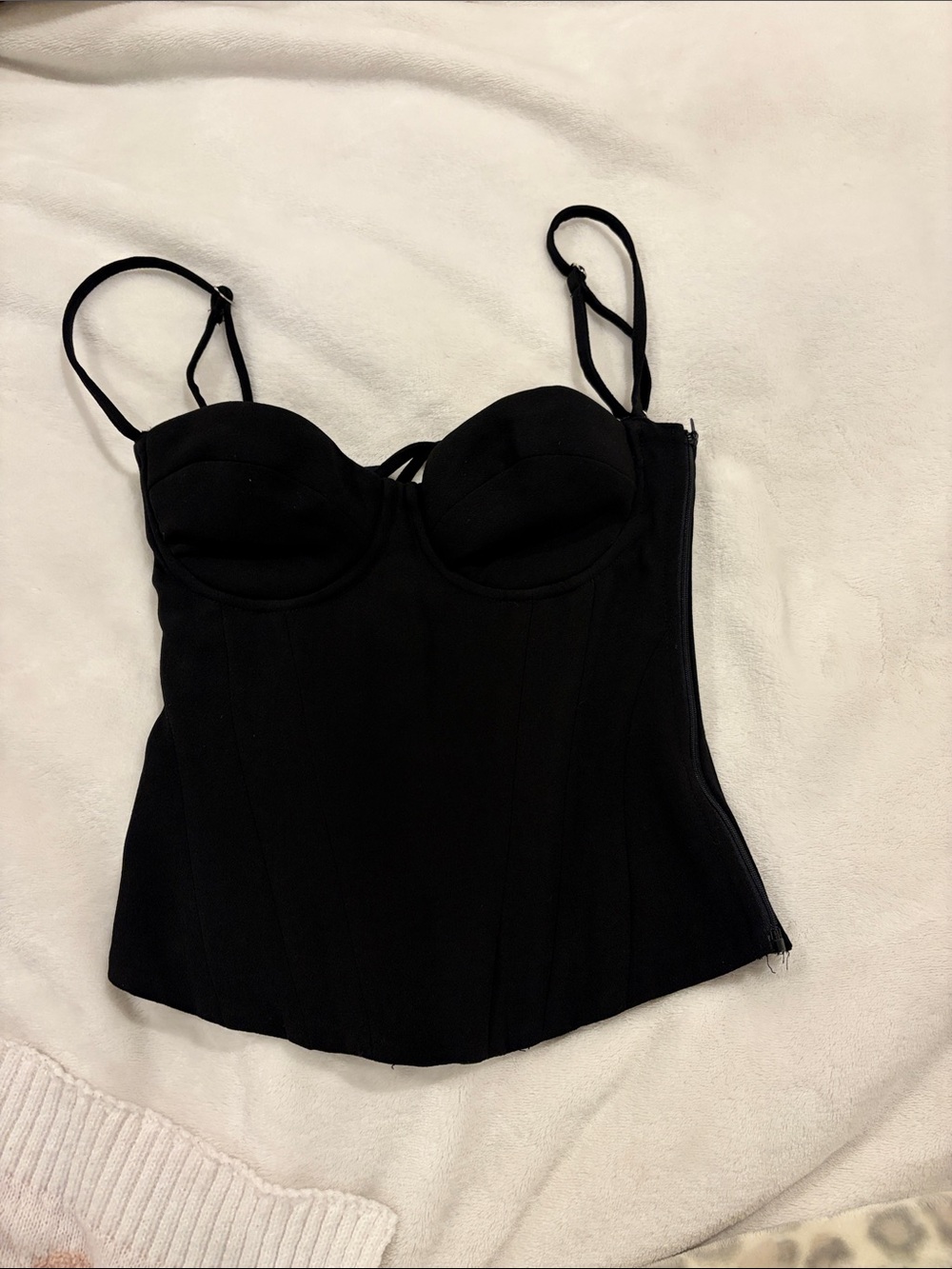 Black Bustier Crop Top with Adjustable Straps
